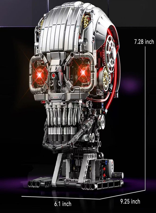 Fangool Mechanical Skeleton Head Building Blocks Set, Scary Zombie Themed Skull Action Figure Toy Kit, Horror Scene Decoration Kit, Halloween, Christmas or Birthday Gifts for Friends, 1099 Pcs - Image 4